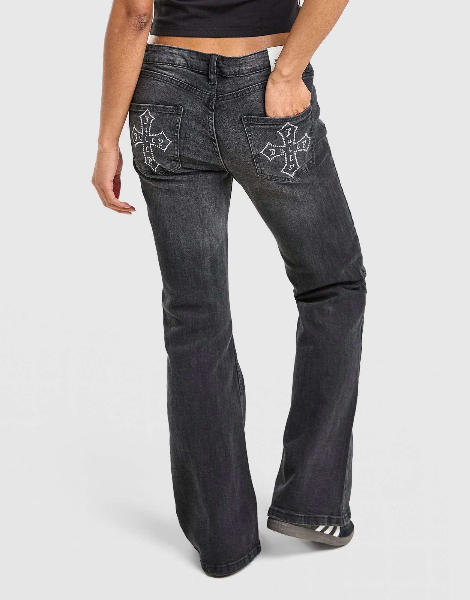 Cross Lace Up Denim Jeans