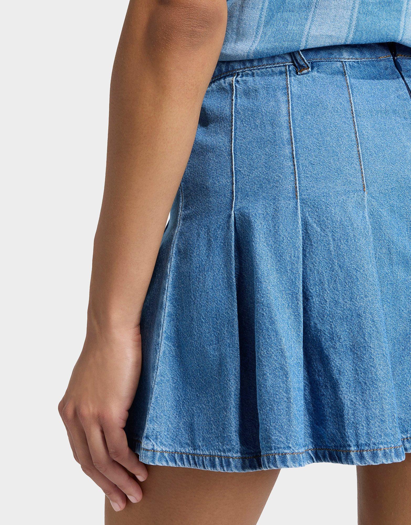 Denim Pleated Skirt - Image 4
