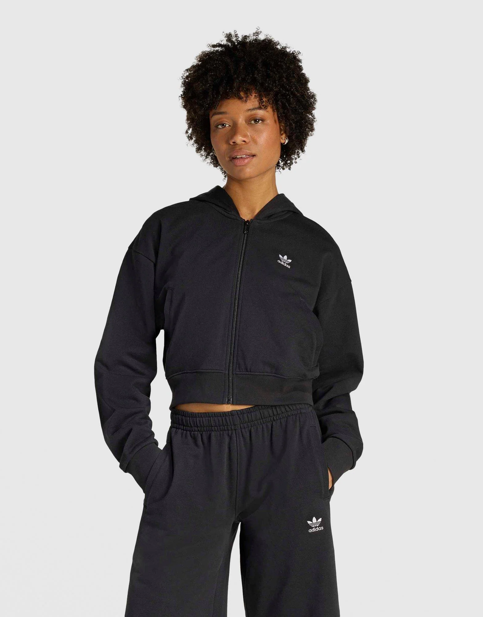 Essentials French Terry Cropped Zip Hoodie