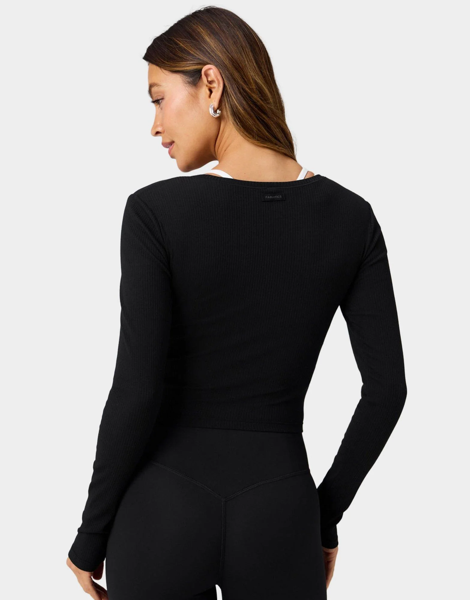 Modal Rib V-Neck Long-Sleeve Top - Image 2