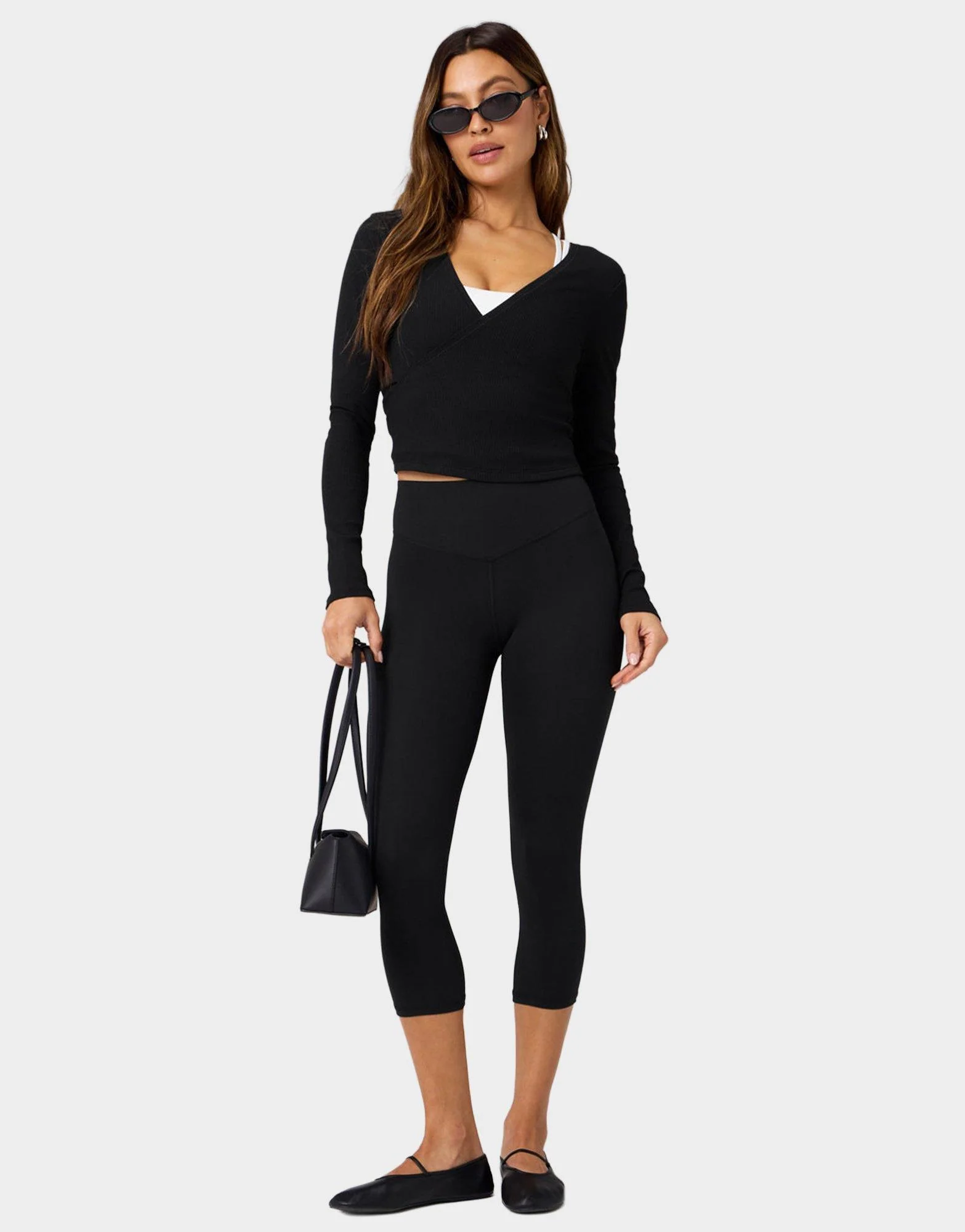 Modal Rib V-Neck Long-Sleeve Top - Image 3