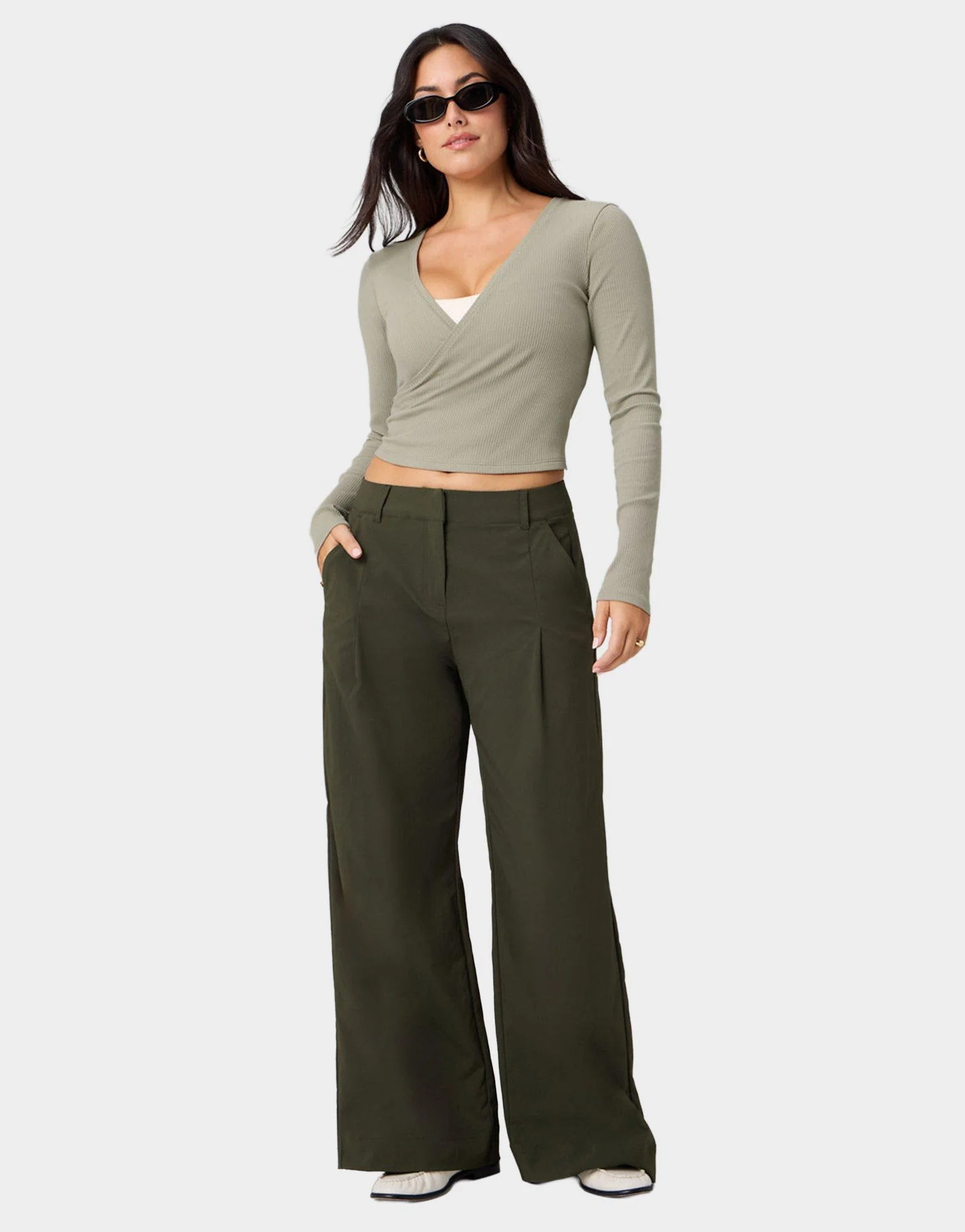Modal Rib V-Neck Long-Sleeve Top - Image 3