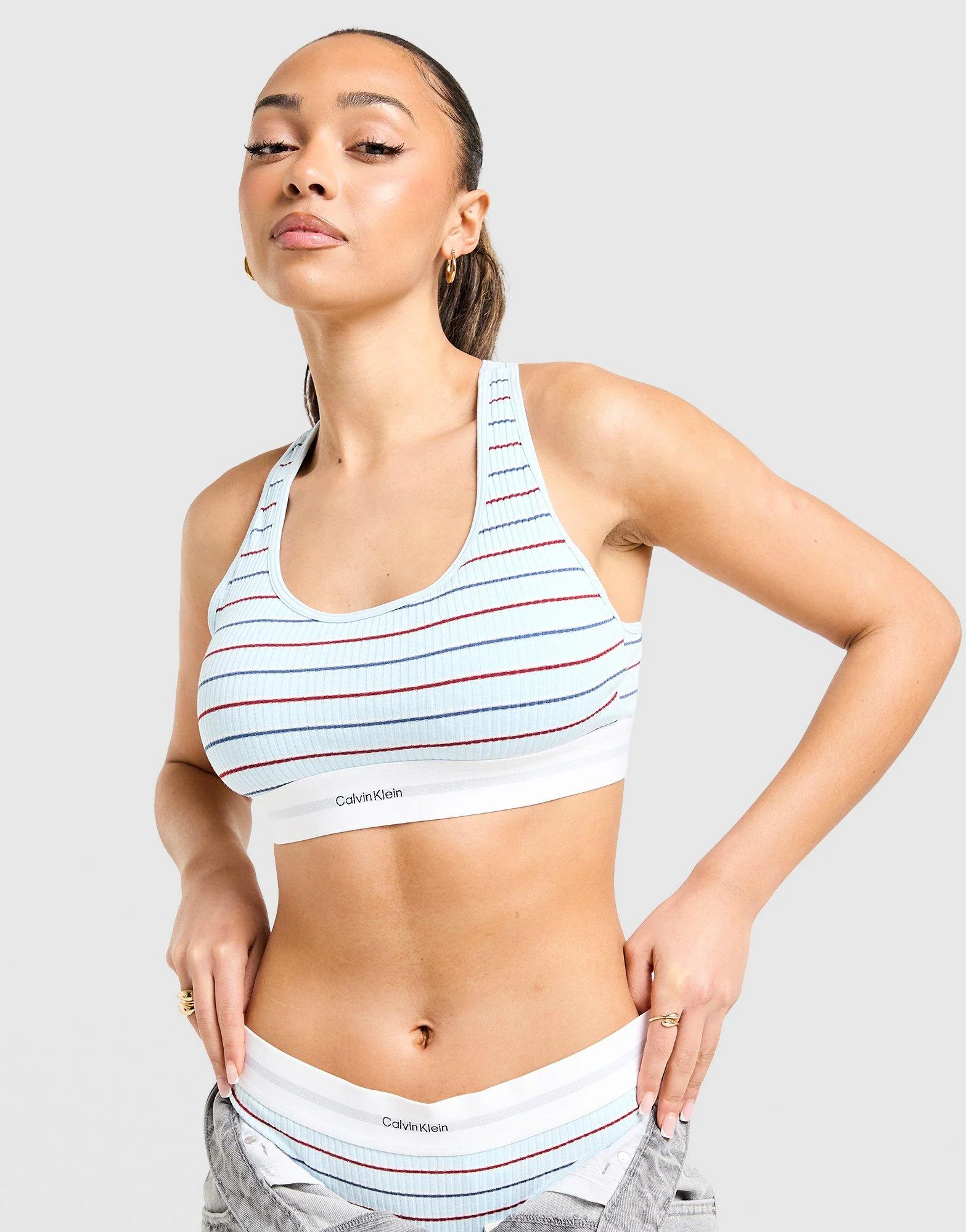 Modern Cotton Stripe Triangle Bra - Image 2