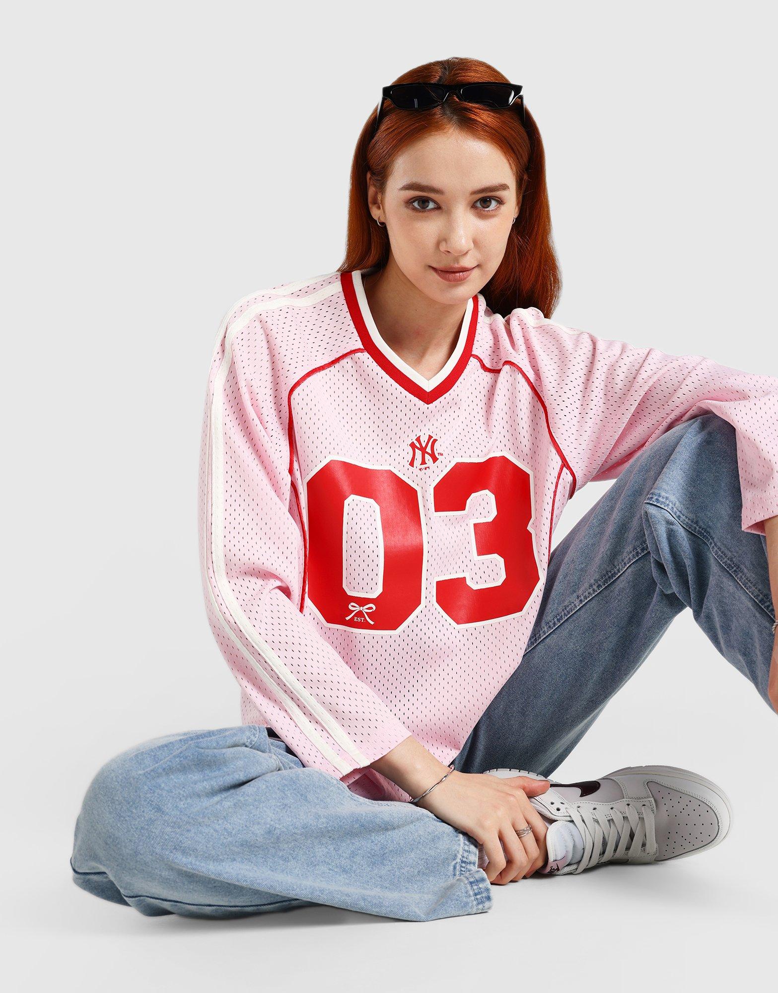NY Yankees Pipe Mesh Long‑Sleeve T‑Shirt